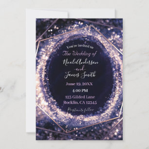 Amethyst Purple Modern Abstract Glam Wedding Invitation
