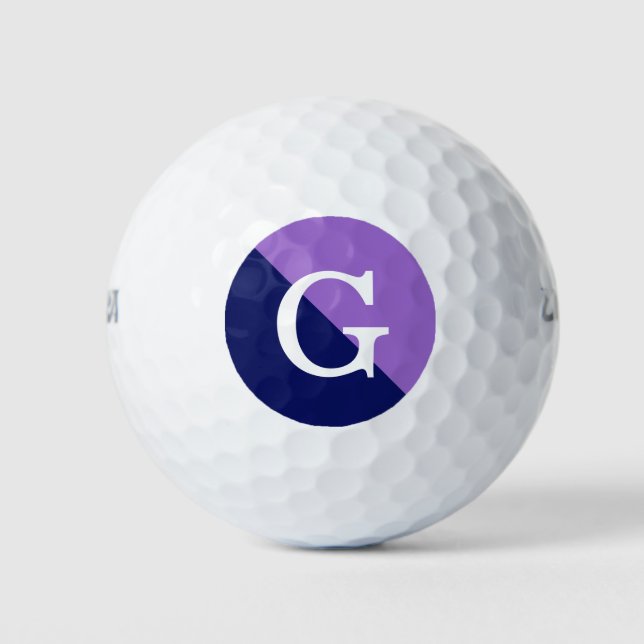 Amethyst Purple Navy Blue 2 Tone Diag Monogram Golf Balls (Front)