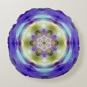 Amethyst Purple Olive blue flower star Round Cushion