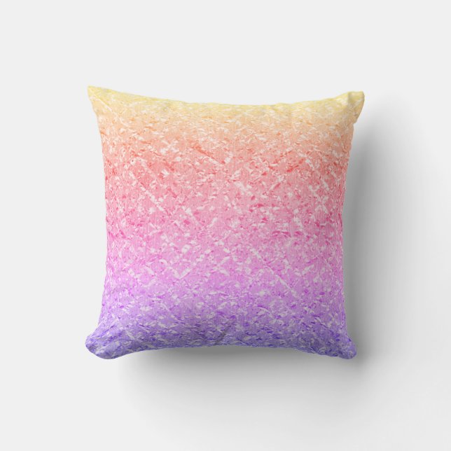 Amethyst Purple Pink Rose Ombre Rainbow Pastel Cushion (Front)
