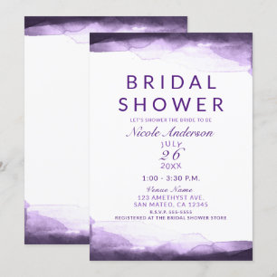 Amethyst Purple Plum Watercolor Bridal Shower Invitation