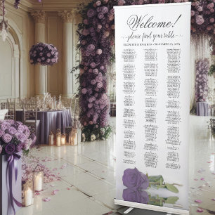Amethyst Purple Rose Alphabetical Seating Chart Retractable Banner