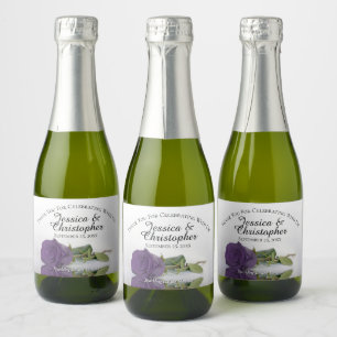 Amethyst Purple Rose Chic Wedding Thank You Mini Sparkling Wine Label
