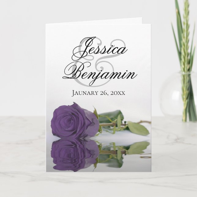 Amethyst Purple Rose Classy Romantic Photo Wedding Invitation (Front)