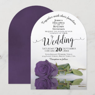 Amethyst Purple Rose Elegant Romantic Wedding Invitation