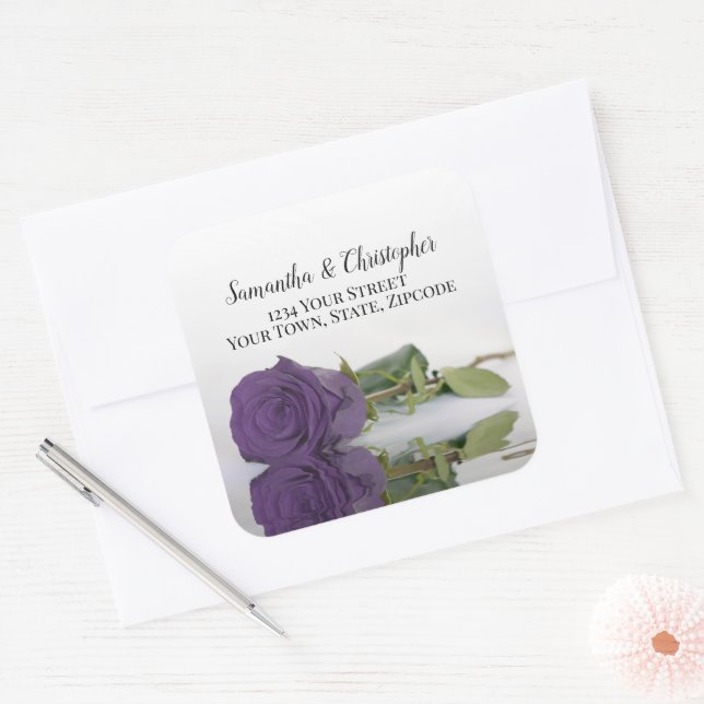 Amethyst Purple Rose Large Wedding Address Label (Envelope)