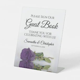 Amethyst Purple Rose Please Sign Our Guest Book