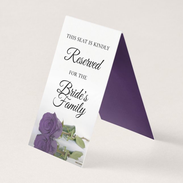 Amethyst Purple Rose Reserved Wedding Place Card (Front)