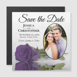 Amethyst Purple Rose Save The Date Photo Magnet
