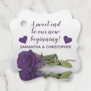 Amethyst Purple Rose Sweet End New Beginning Favour Tags