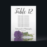 Amethyst Purple Rose Table Seating Chart Large<br><div class="desc">These beautiful table number cards will make it easy for your guests to find their seats at your wedding reception. They feature a simple yet elegant design with script calligraphy lettering and a single long-stemmed amethyst purple colored rose lying on its side reflecting in water. The card includes a seating...</div>