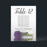 Amethyst Purple Rose Table Seating Chart Large<br><div class="desc">These beautiful table number cards will make it easy for your guests to find their seats at your wedding reception. They feature a simple yet elegant design with script calligraphy lettering and a single long-stemmed amethyst purple colored rose lying on its side reflecting in water. The card includes a seating...</div>
