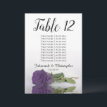 Amethyst Purple Rose Table Seating Chart Large<br><div class="desc">These beautiful table number cards will make it easy for your guests to find their seats at your wedding reception. They feature a simple yet elegant design with script calligraphy lettering and a single long-stemmed amethyst purple colored rose lying on its side reflecting in water. The card includes a seating...</div>