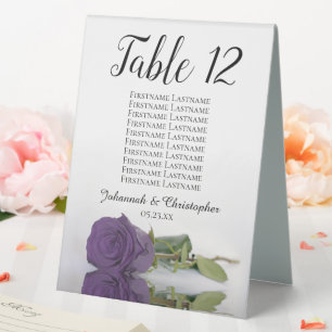 Amethyst Purple Rose Wedding Number Seating Chart