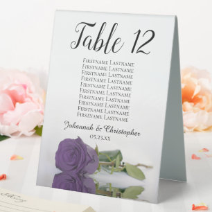 Amethyst Purple Rose Wedding Number Seating Chart
