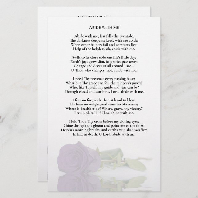 Amethyst Purple Rose Wedding Program Insert - Half (Front/Back)