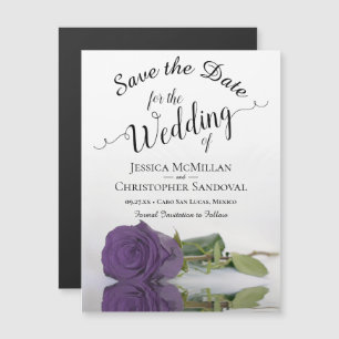 Amethyst Purple Rose Wedding Save the Date Magnet