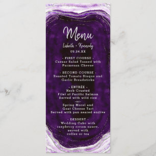 Amethyst Purple & Silver Geode Agate Marble Dinner Menu