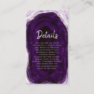 Amethyst Purple & Silver Geode Wedding Details Enclosure Card