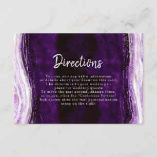 Amethyst Purple & Silver Geode Wedding Directions Enclosure Card