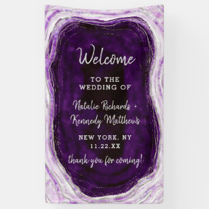 Amethyst Purple & Silver Geode Wedding Welcome Banner