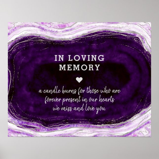 Amethyst Purple & Silver In Loving Memory Sign (Front)