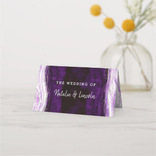 Amethyst Purple & Silver Reserved Seating Wedding Place Card
