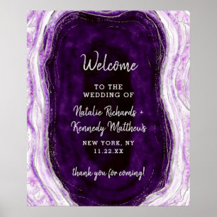 Amethyst Purple & Silver Wedding Welcome Sign