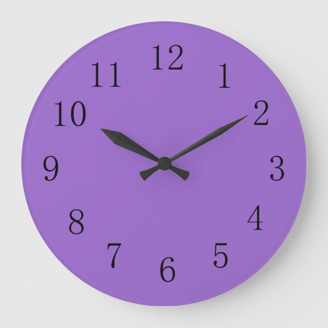 Amethyst Purple Solid Colour Large Clock (Front)