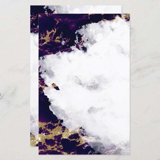 Amethyst Purple Watercolor Geode Blank Stationery (Front/Back)