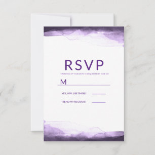 Amethyst Purple Watercolor Modern Wedding RSVP Card