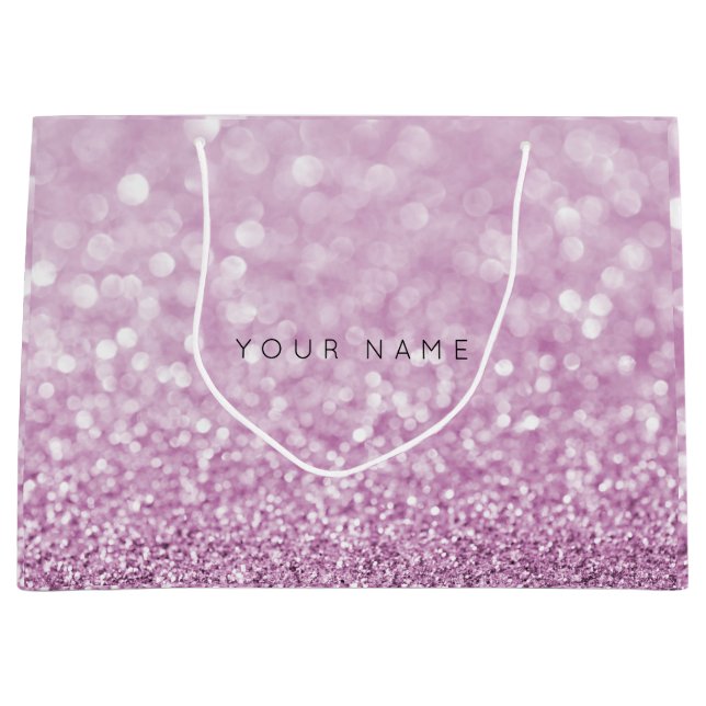 Amethyst Purple White Plum Glitter Favor Gift Bag (Front)