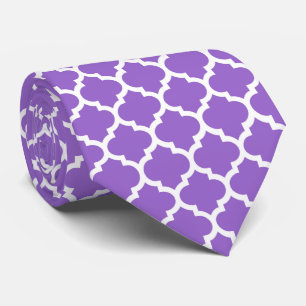 Amethyst Purple Wht Moroccan Quatrefoil Pattern #5 Tie