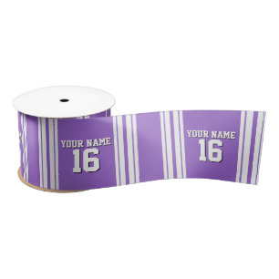 Amethyst Purple Wht Team Jersey Custom Number Name Satin Ribbon