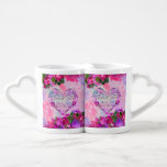 Amethyst Raspberry Floral Wedding Coffee Mug Set<br><div class="desc">Featuring two of the trending colors of the 2021 season. Bright, vibrant, Amethyst purple and Raspberry pink watercolor floral arrangements over a floral heart and a background of stylized, abstract watercolor leaves make this design pop. If you have any questions or requests for other coordinating items please contact the designer...</div>