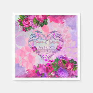 Amethyst Raspberry Floral Wedding Napkin