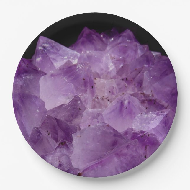 Amethyst Raw Stones  Paper Plate (Front)