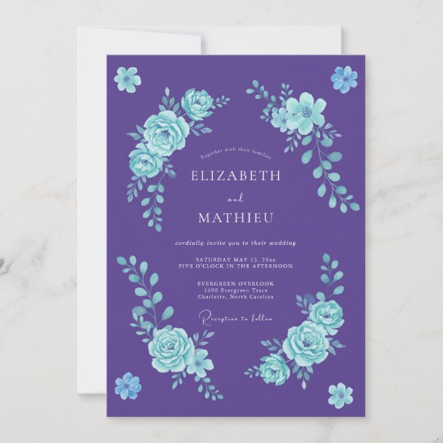 Amethyst Romantic Floral Wedding Invitation (Front)