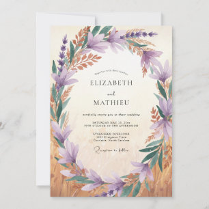 Amethyst Rose Copper Painted Wedding Invitation