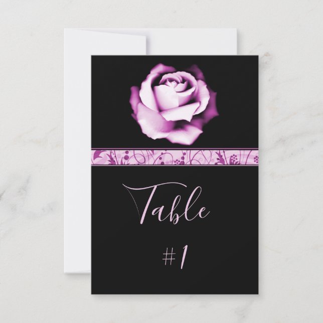 Amethyst Rose Reception Table Card (Front)