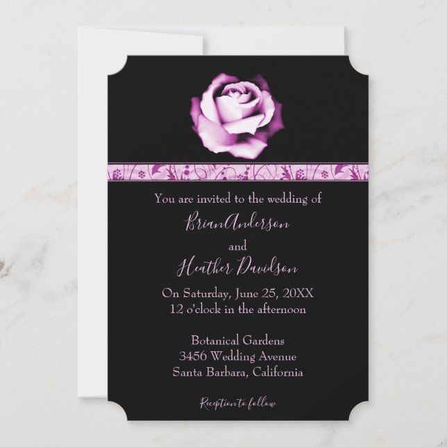 Amethyst Rose Wedding Invitation (Front)