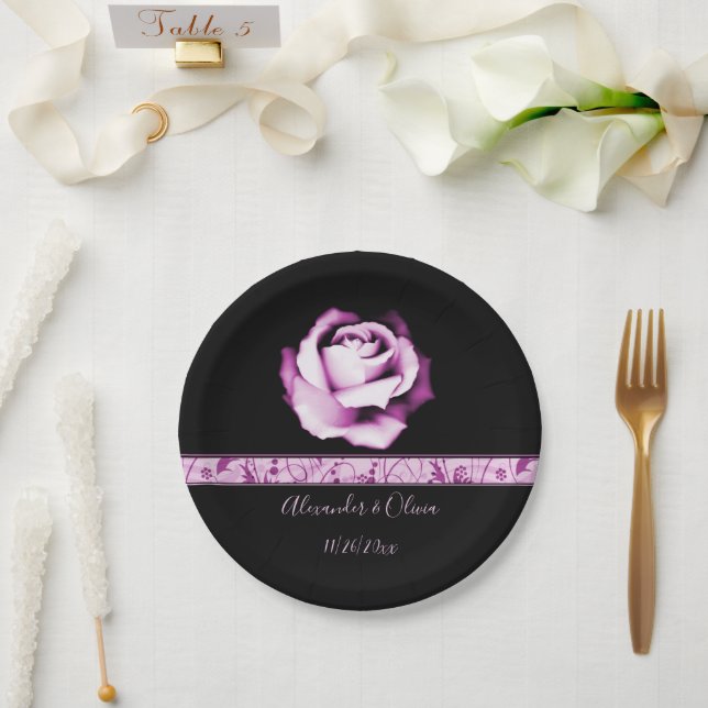 Amethyst Rose Wedding Paper Plate (Wedding)