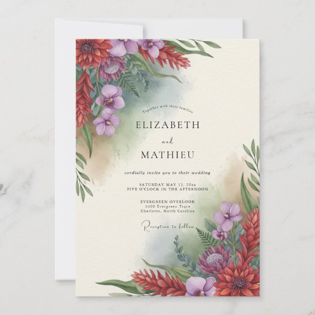 Amethyst Rust Wildflower Wedding Invitation (Front)