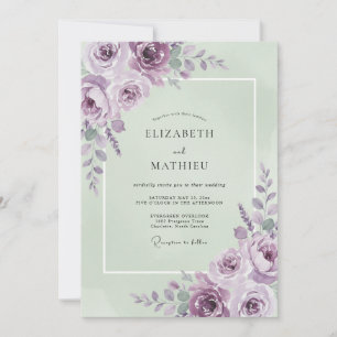 Amethyst Sage Peony Wedding Invitation