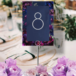 Amethyst Sapphire Navy Jewel Tone Wedding Framed Table Number