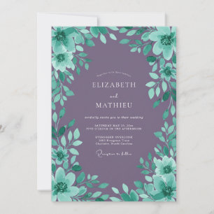 Amethyst Seafoam Greenery Wedding Invitation