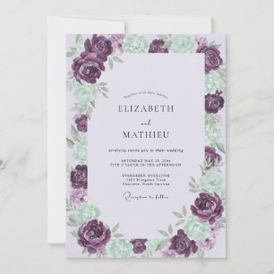 Amethyst Seafoam Painted Wedding Invitation