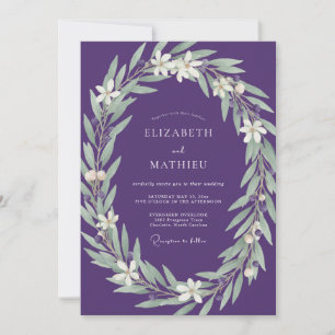 Amethyst Silver Foliage Eucalyptus Wedding Invitation