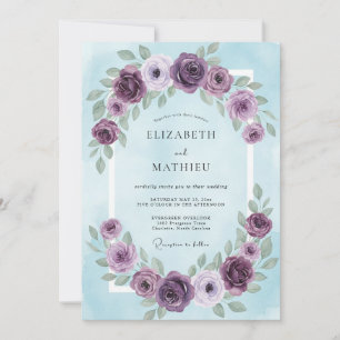 Amethyst Sky Wreath Wedding Invitation