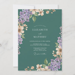 Amethyst Slate Lilac Eucalyptus Wedding Invitation